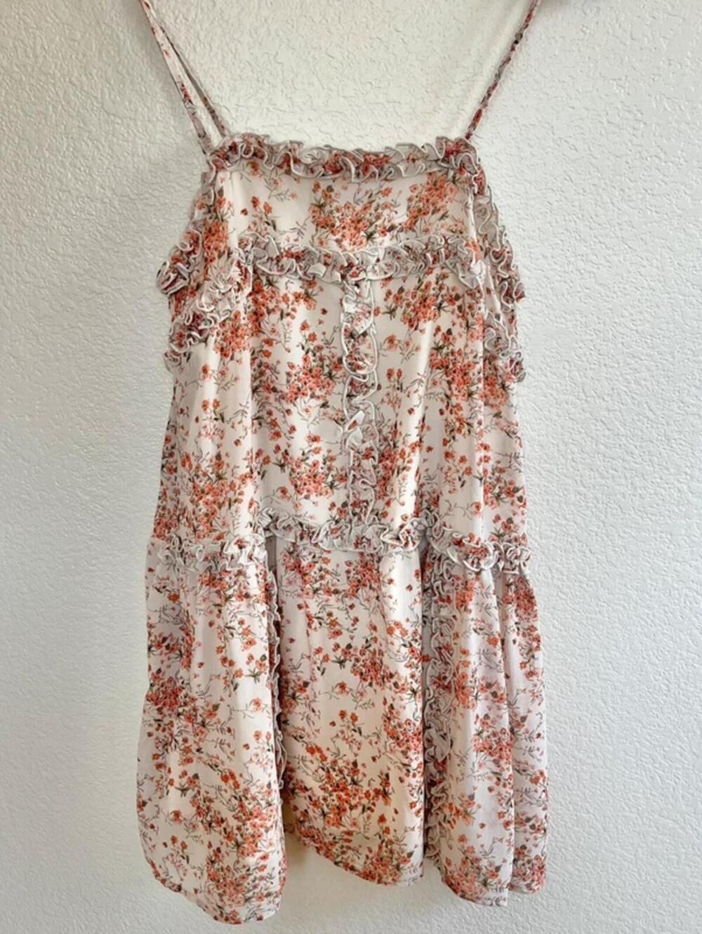 Floral straight ruffles light dress